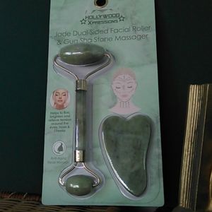 Jade Dual Sided Facial Roller & Bonus Gua Sha